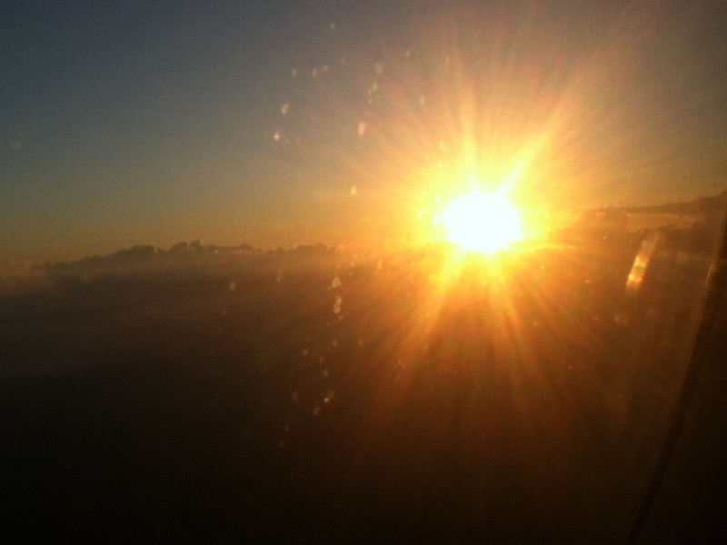 Sun setting as I arrive in Santo Domingo