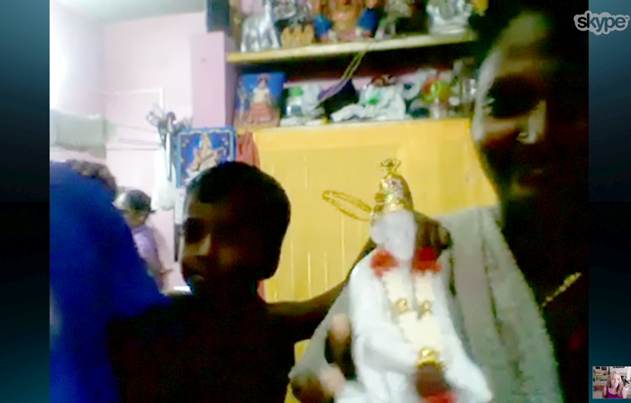 Lakshimi shows of a statue of her favorite god Baba